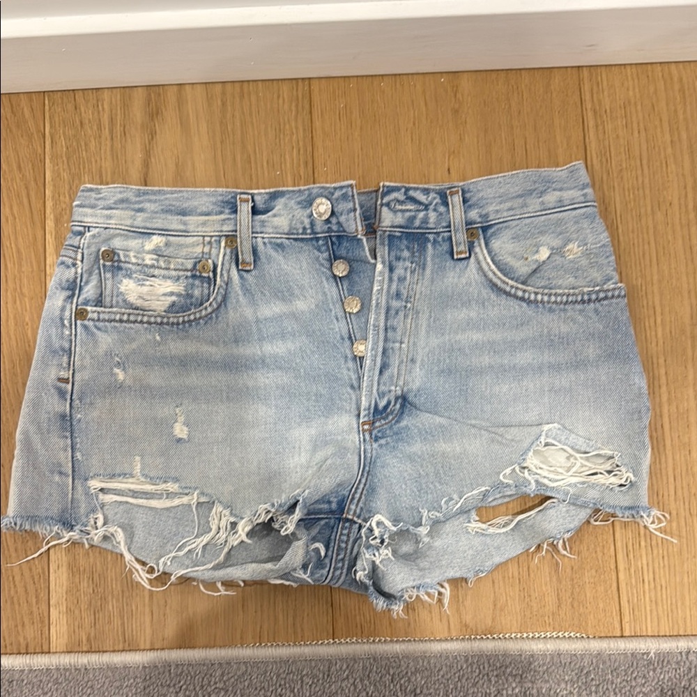 Agolde Light Blue Denim Shorts